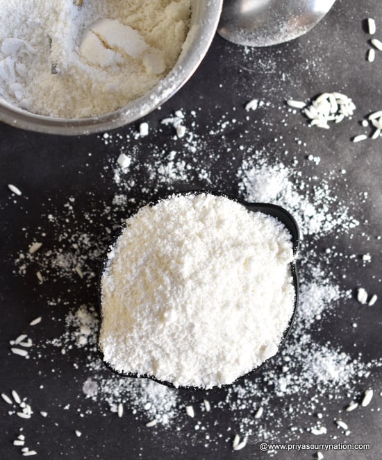 Homemade rice flour from scratch.