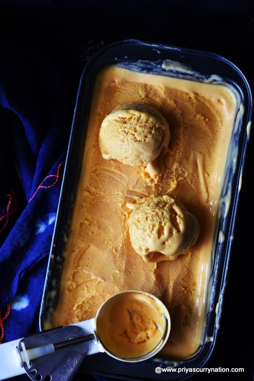 mango ice cream recipe without ice cream maker. priyascurrynation.com #easyrecipes #icecream
