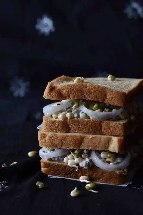 easy sprouts sandwich recipe - priyascurrynation.com #recipes #homemade