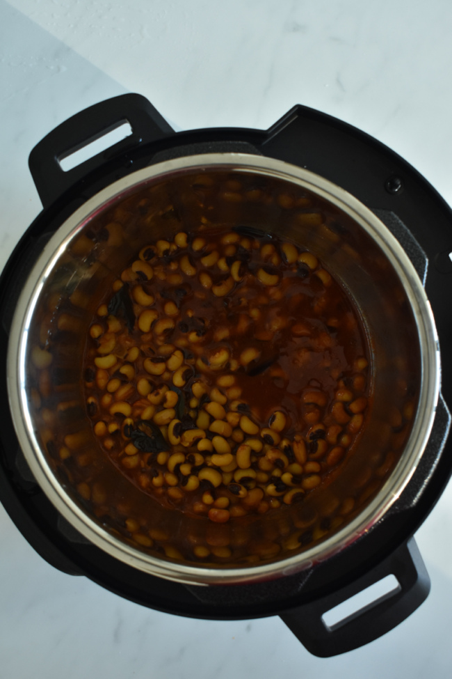 heat oil in instant pot - lobia masala step 2