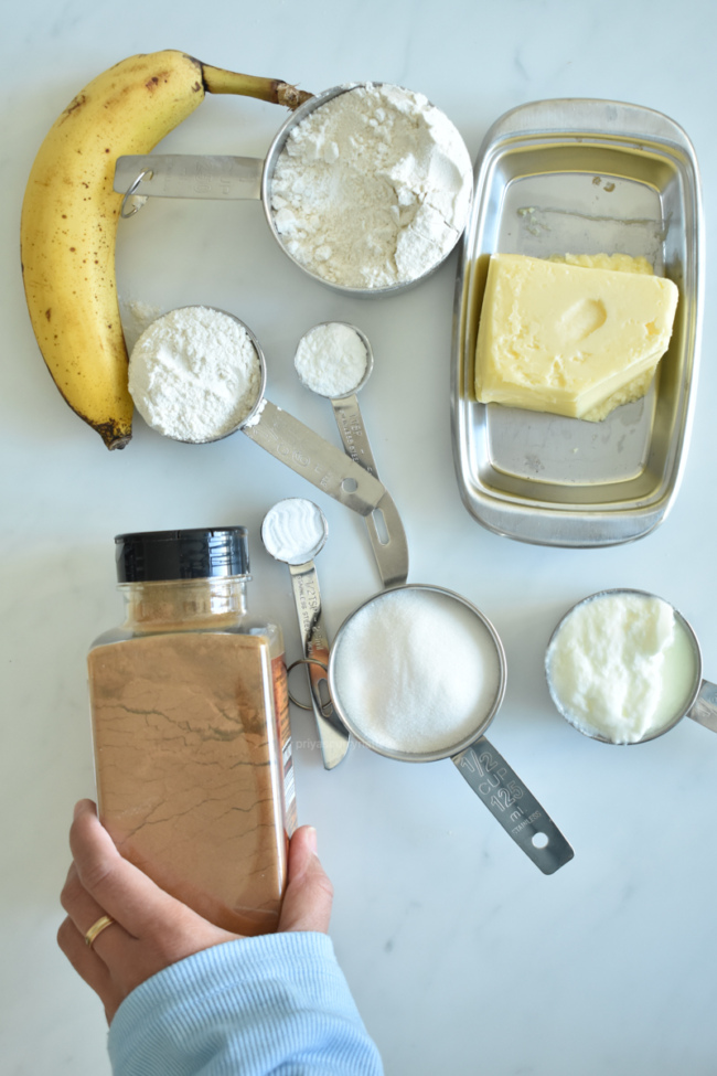 ingredients for gluten free banana bread