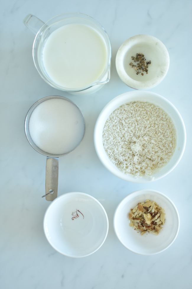Ingredients required to make kheer