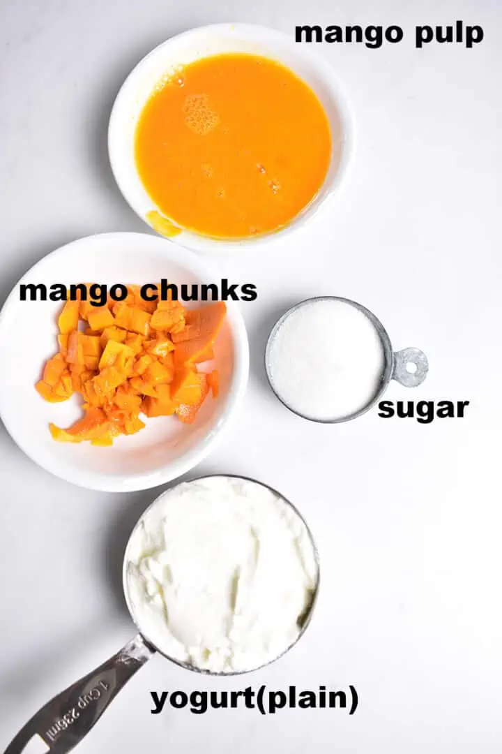 quick ingredient list for mango yogurt bar - priyascurrynation.com